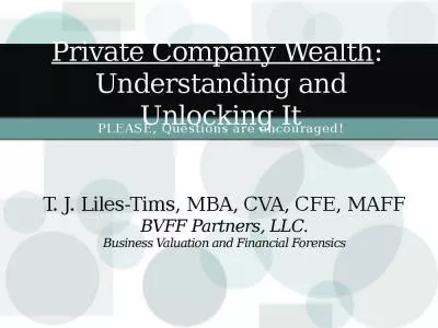 Private Company Wealth:  Understanding and Unlocking It