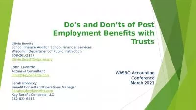 Do s and Don ts of Post Employment Benefits with Trusts