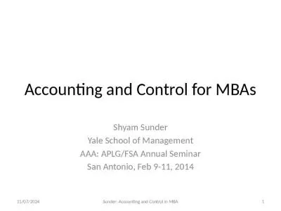 Accounting and Control for MBAs