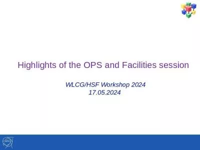 Highlights of the OPS and Facilities session   WLCG/HSF Workshop 2024 17.05.2024