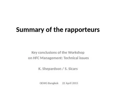 Summary of the rapporteurs