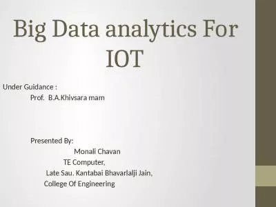 Big Data analytics For IOT