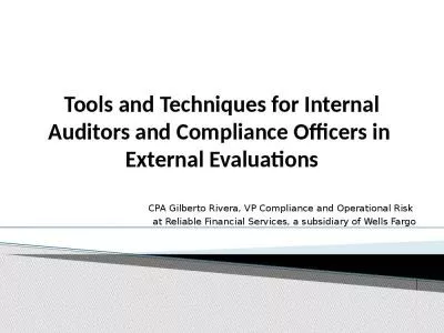 Tools and Techniques for Internal Auditors and Compliance Officers in  External Evaluations