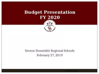 Budget Presentation FY 2020