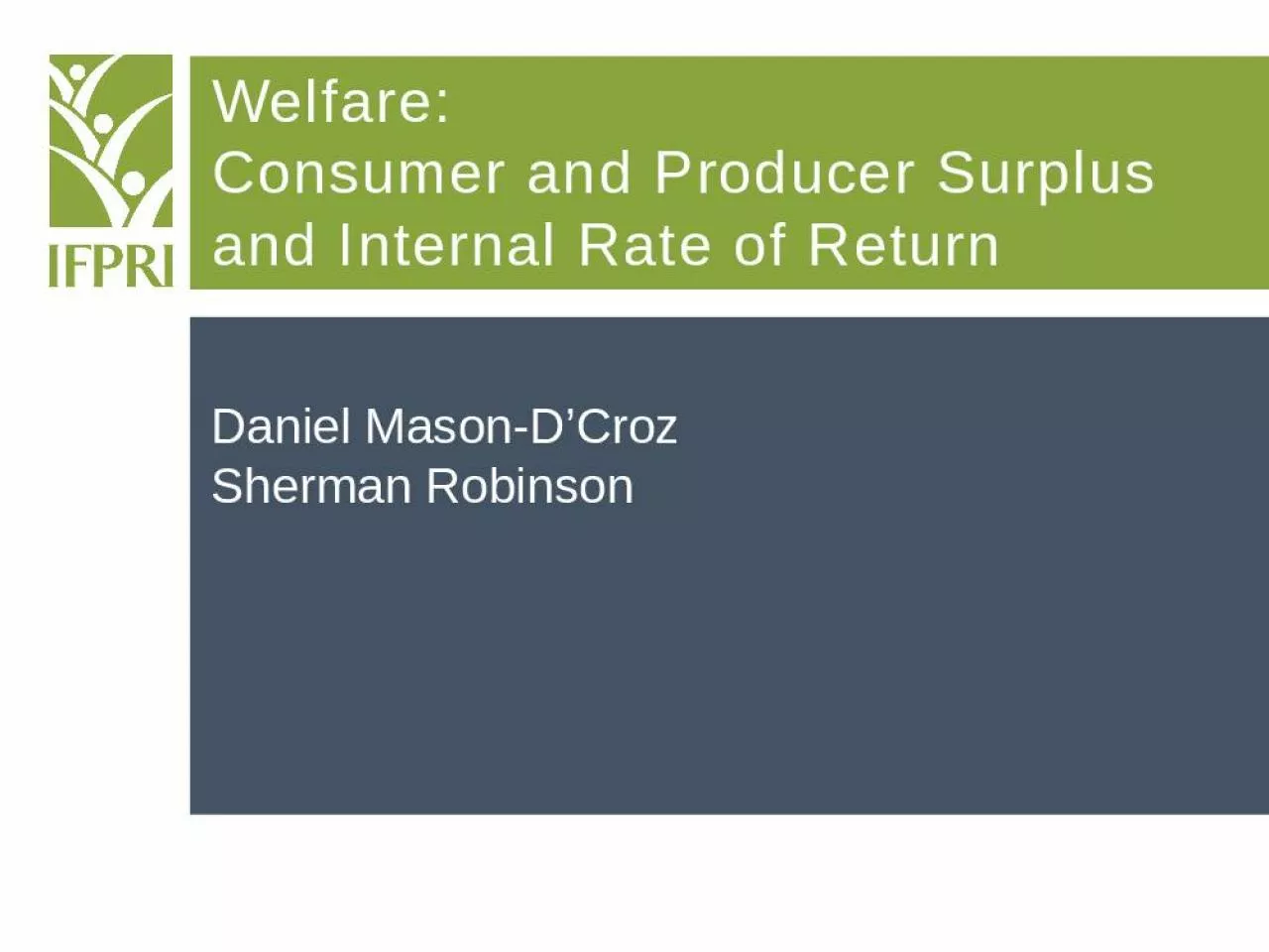 PPT-Welfare: Consumer and Producer Surplus and Internal Rate of Return