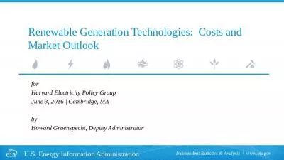 Renewable Generation Technologies:  Costs and Market Outlook