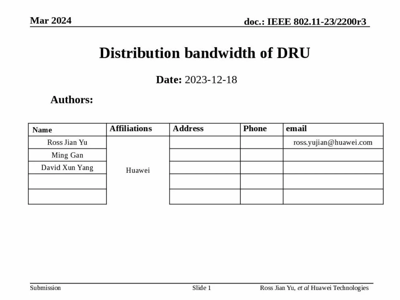 PPT-Distribution bandwidth of DRU