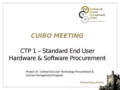 CTP 1   Standard End User Hardware & Software Procurement