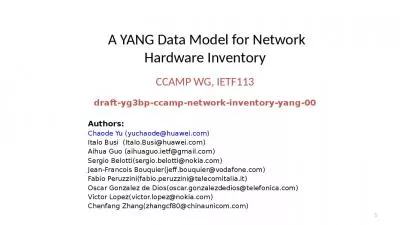 A YANG Data Model for Network Hardware Inventory