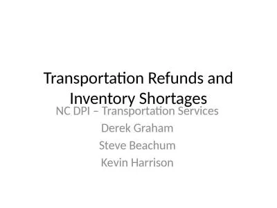 Transportation Refunds and Inventory Shortages