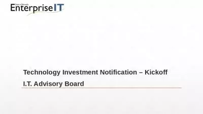 Technology Investment Notification   Kickoff I.T. Advisory Board