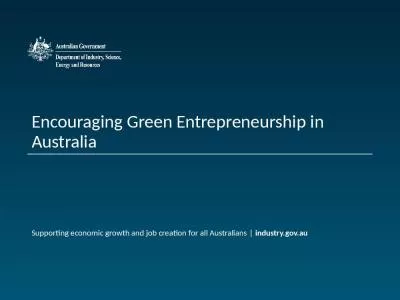 Encouraging Green Entrepreneurship in Australia