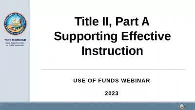 Title II, Part A Supporting Effective Instruction