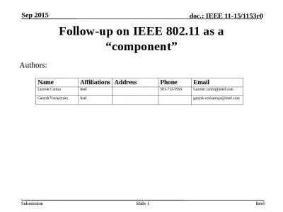 Follow-up on IEEE 802.11 as a  component