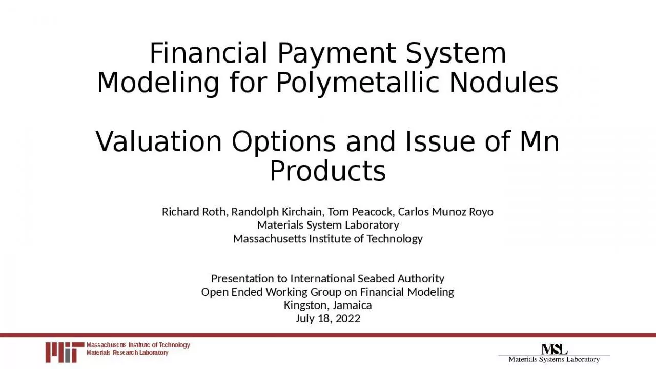 PPT-Financial Payment System Modeling for Polymetallic Nodules Valuation Options and Issue