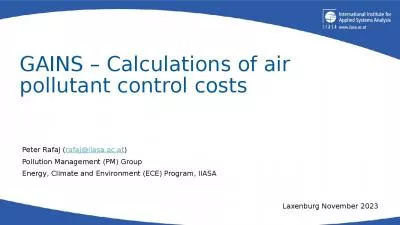 GAINS   Calculations of air pollutant control costs