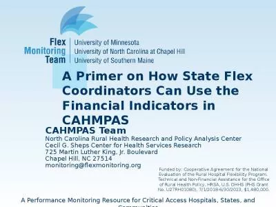 A Primer on How State Flex Coordinators Can Use the Financial Indicators in CAHMPAS