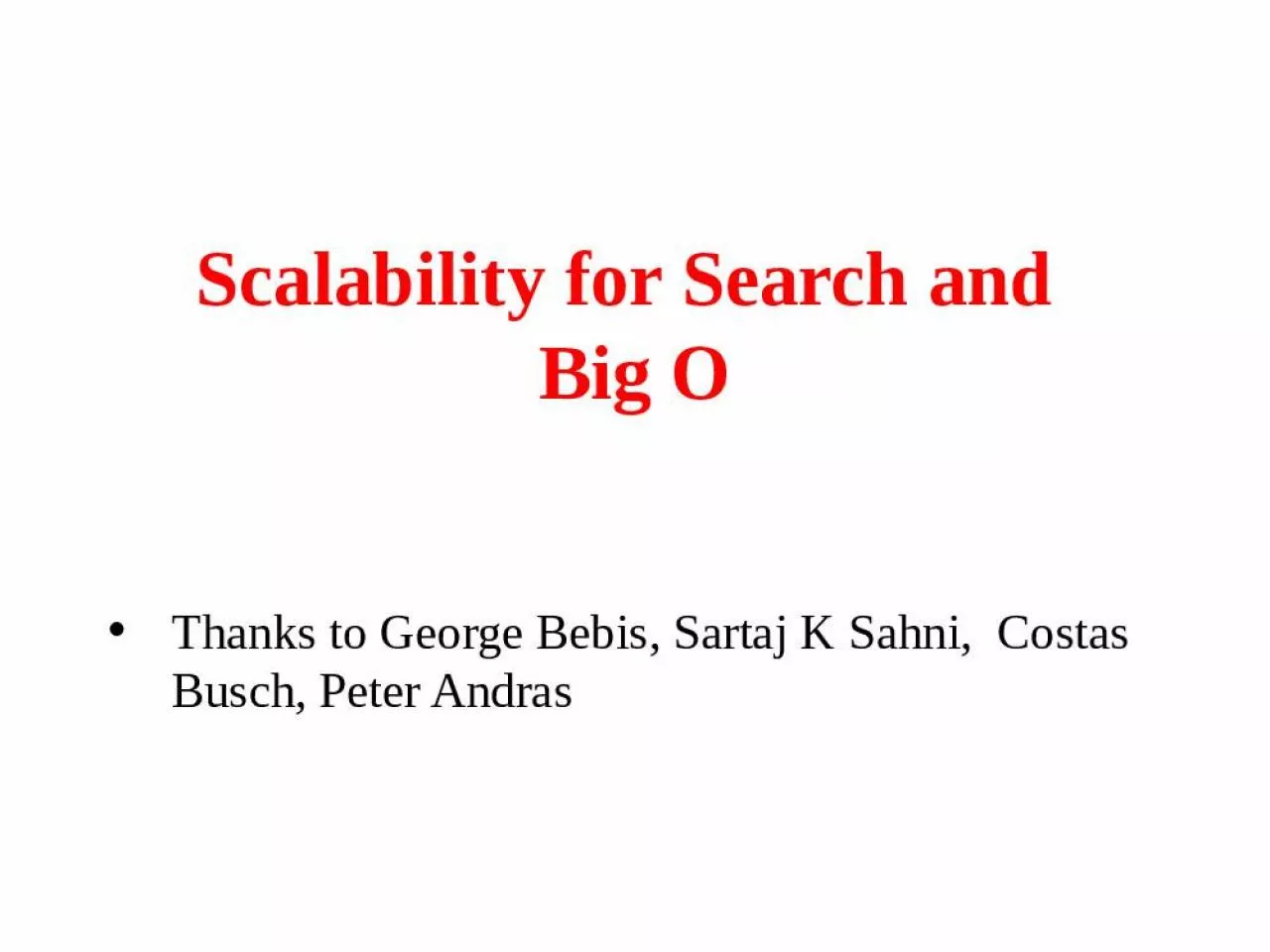 PPT-Scalability for Search and Big O