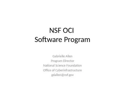 NSF OCI  Software Program