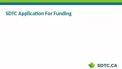 SDTC Application For Funding