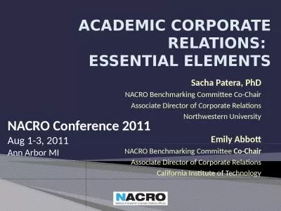 Academic Corporate Relations:  Essential Elements