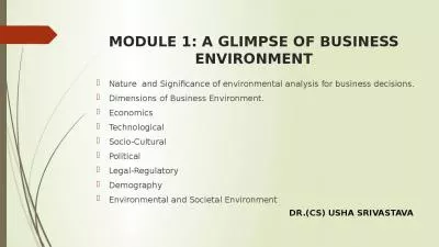 MODULE 1: A GLIMPSE OF BUSINESS ENVIRONMENT