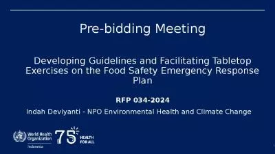 Pre-bidding Meeting Developing Guidelines and Facilitating Tabletop Exercises on the Food Safety Emergency Response Plan RFP 034-2024