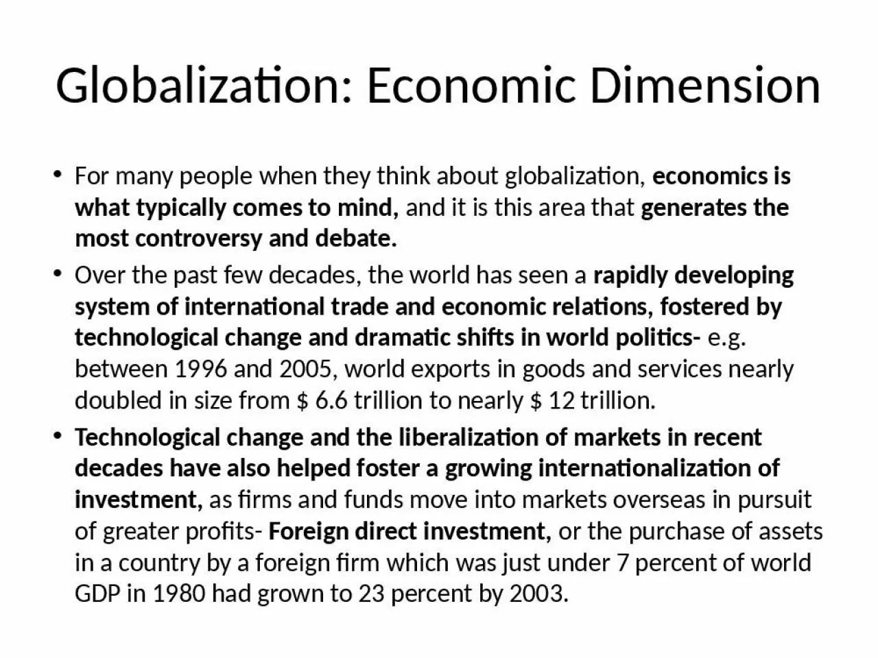 PPT-Globalization: Economic Dimension