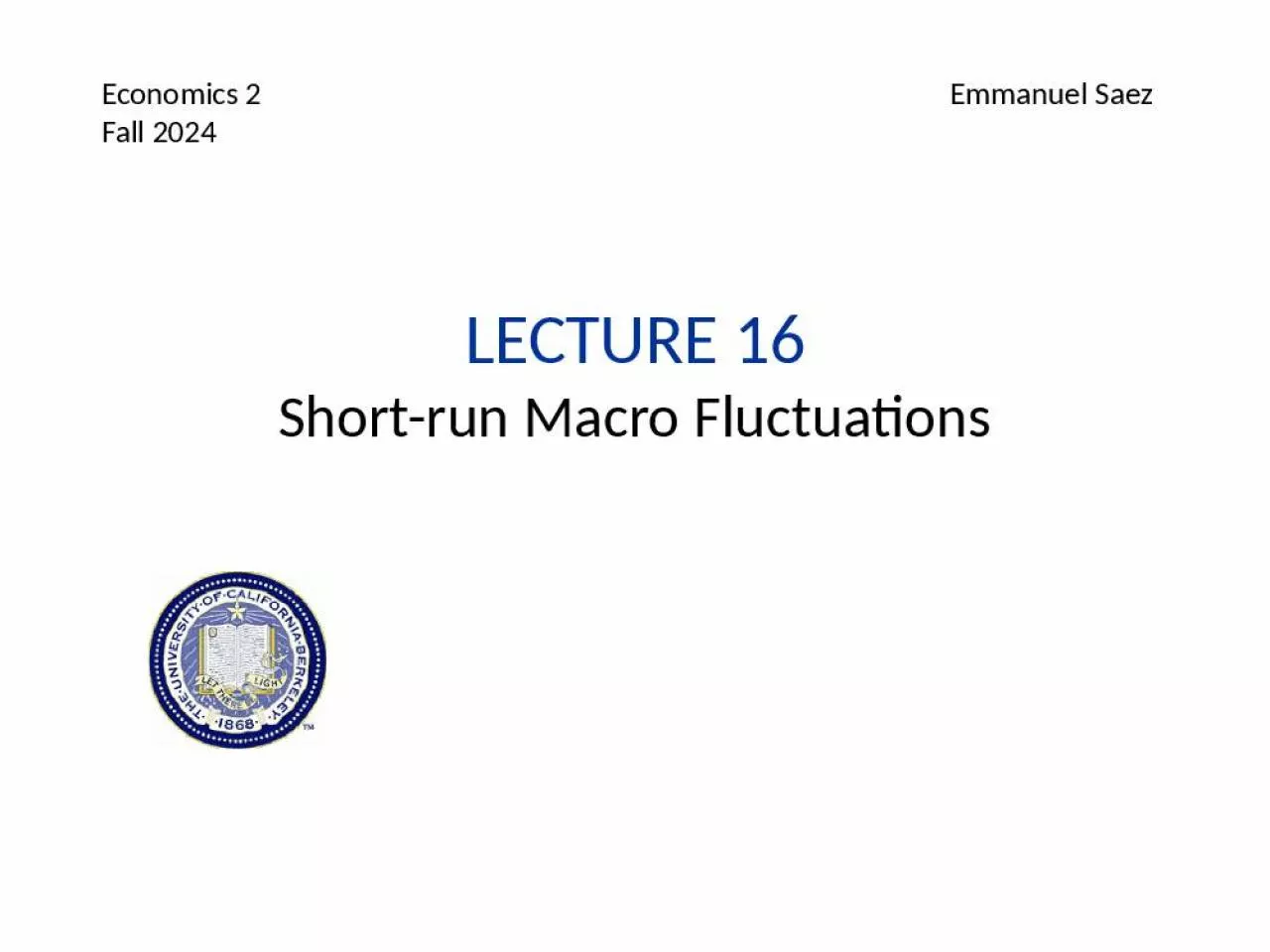 PPT-Lecture 16 Short-run Macro Fluctuations