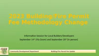 2023 Building/Fire Permit Fee Methodology Change