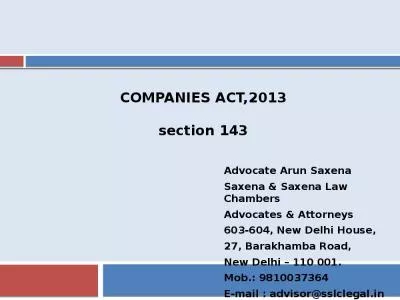 COMPANIES ACT,2013 section 143