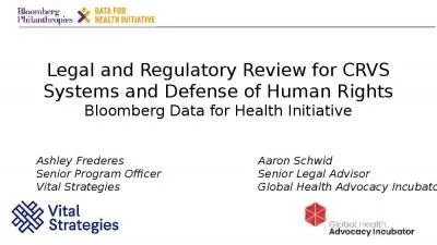 Legal and Regulatory Review for CRVS Systems and Defense of Human Rights Bloomberg Data