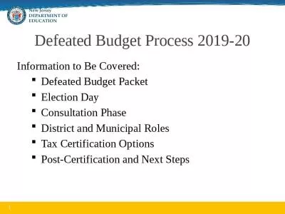 Defeated Budget Process 2019-20