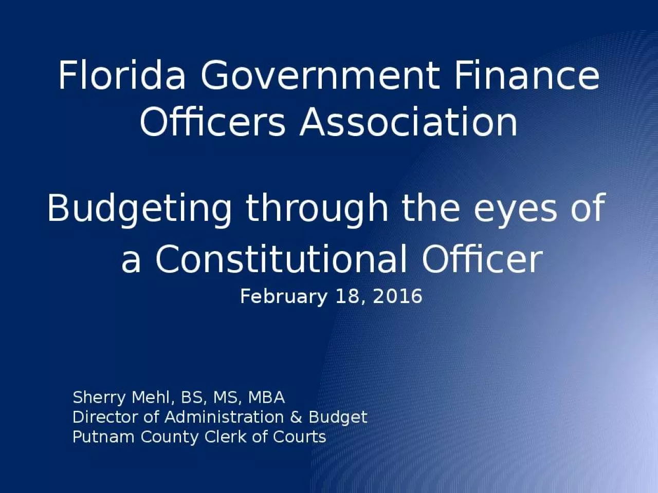 PPT-Florida Government Finance Officers Association