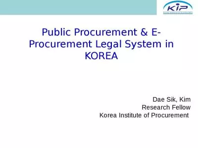 Public Procurement & E-Procurement Legal System in KOREA