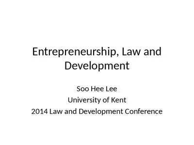 Entrepreneurship, Law and Development