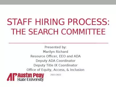 Staff Hiring Process: The Search Committee