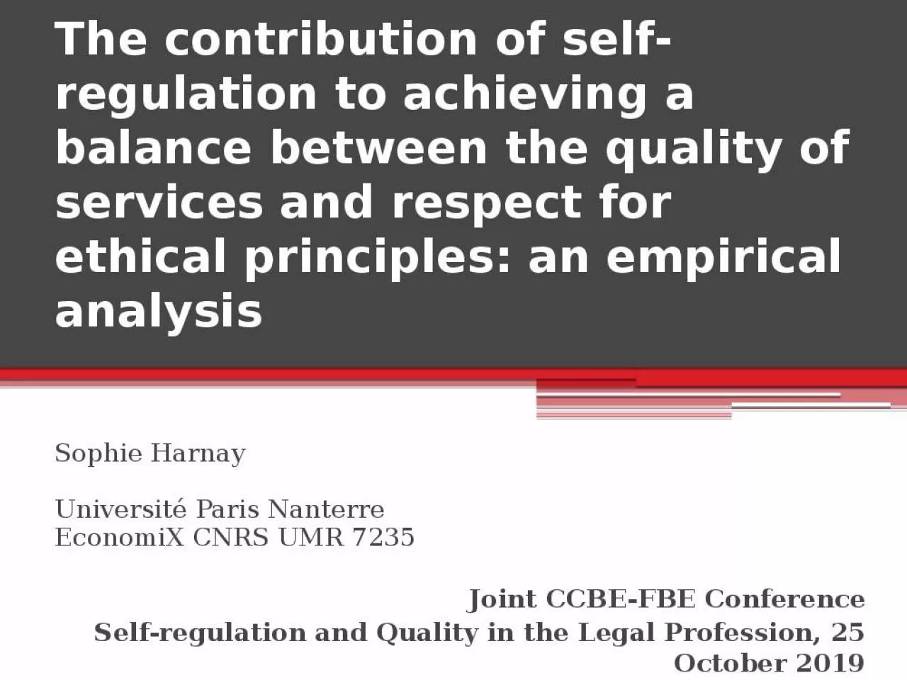 PPT-The contribution of self-regulation to achieving a balance between the quality of services