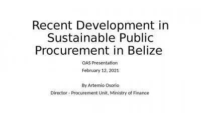 Recent Development in Sustainable Public Procurement in Belize