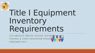 Title I Equipment Inventory Requirements