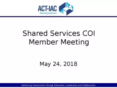 Shared Services COI Member Meeting