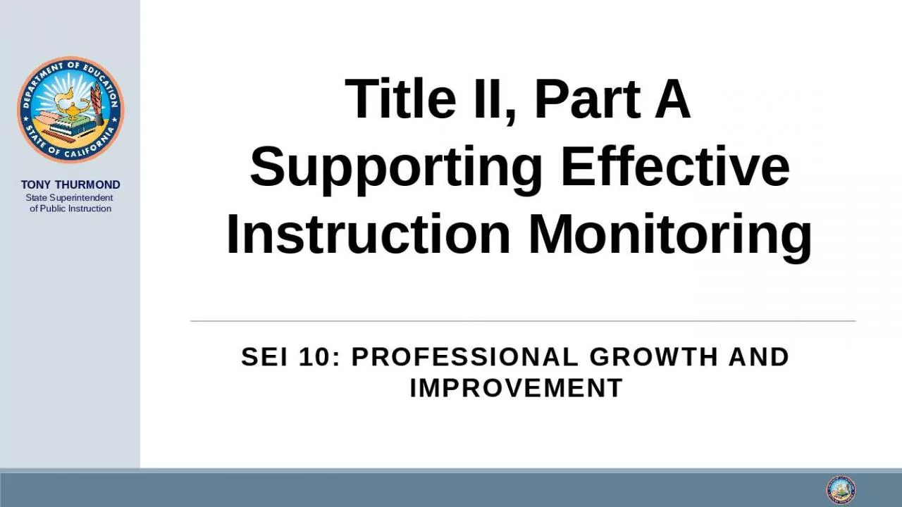 PPT-Title II, Part A Supporting Effective Instruction Monitoring