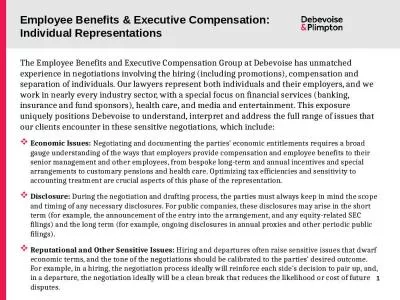 Employee Benefits & Executive Compensation: Individual Representations