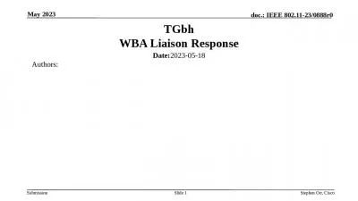 TGbh WBA Liaison Response