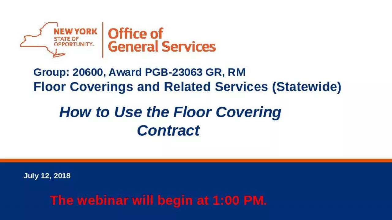 PPT-Group: 20600, Award PGB-23063 GR, RM Floor Coverings and Related Services (Statewide)