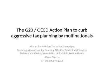 The G20 / OECD Action Plan to curb aggressive tax planning by multinationals