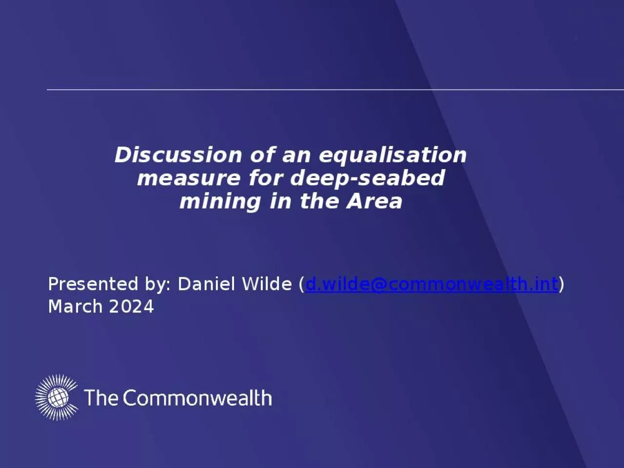 PPT-Discussion of an equalisation measure for deep-seabed mining in the Area