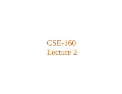 CSE-160 Lecture 2