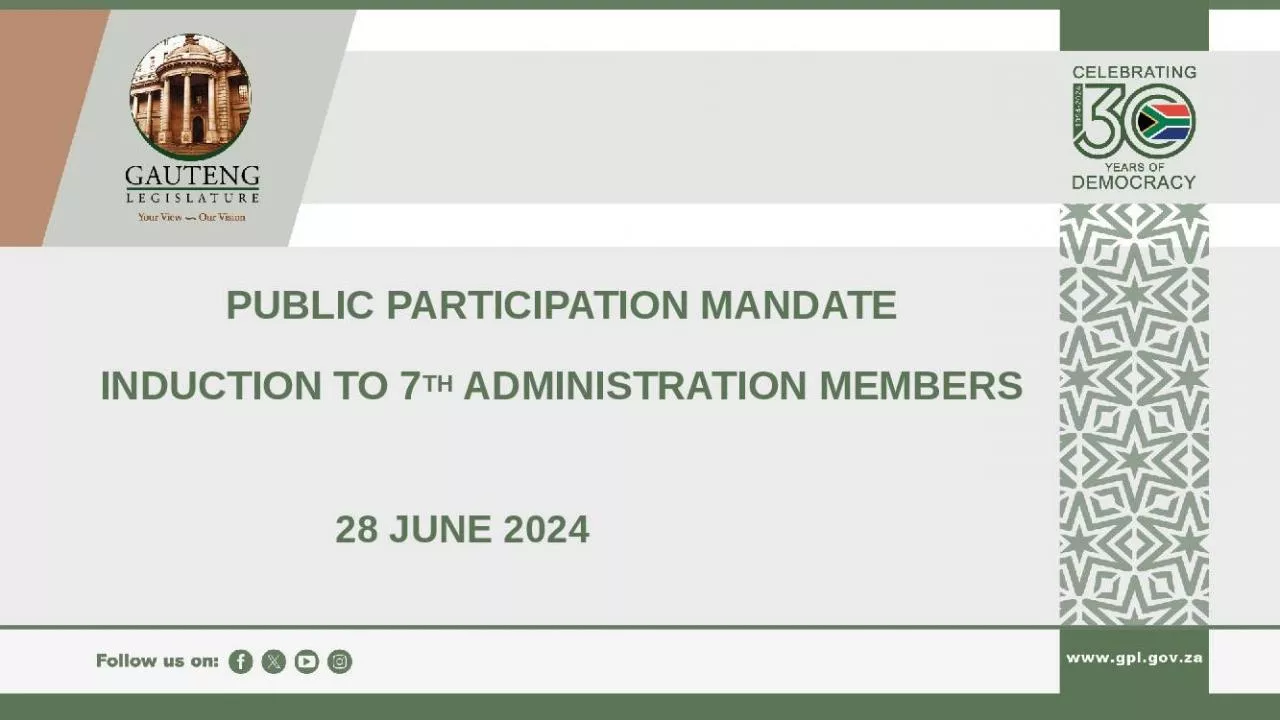 PPT-PUBLIC PARTICIPATION MANDATE INDUCTION TO 7TH ADMINISTRATION MEMBERS