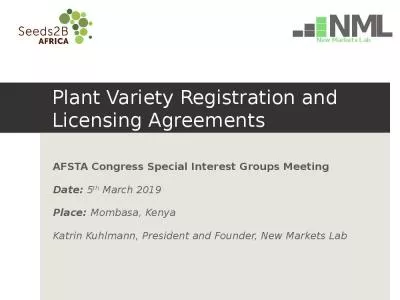 Plant Variety Registration and Licensing Agreements